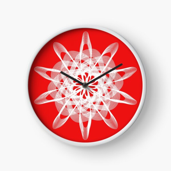 Spirograph Red White Clock