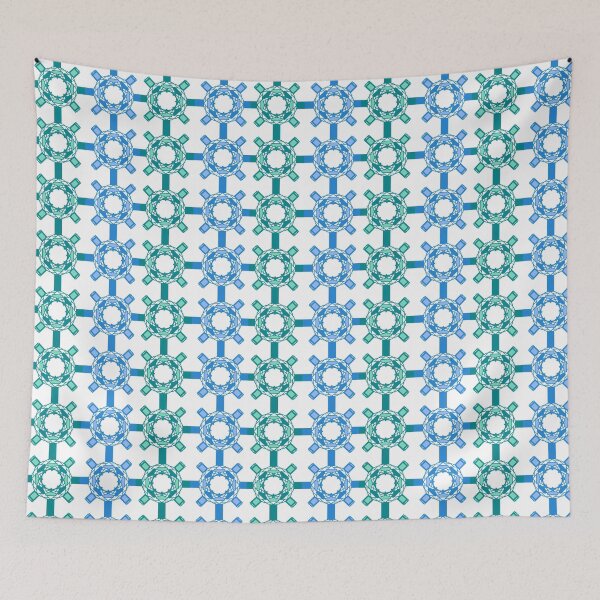 Item preview, Green and blue circles abstract designed and sold by Abstractlara.