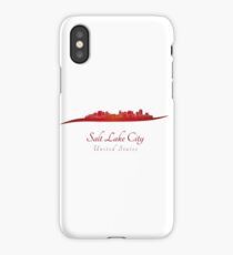 Salt Lake City skyline in red iPhone Case/Skin
