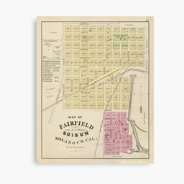 Map Of Fairfield Ca Fairfield Map Wall Art | Redbubble