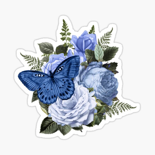 Item preview, Beautiful Blue Butterfly Sat on Blue Floral Bouquet designed and sold by Neolithic15.