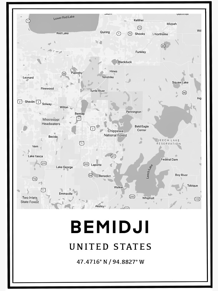 "Bemidji Minnesota City Map and Coordinates" Sticker for Sale by