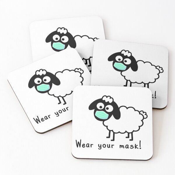 Item preview, Wear your mask Sheeple - Com’on follow me - just not too close - cute & funny sheep medical mask art - Baa designed and sold by originalsusie.