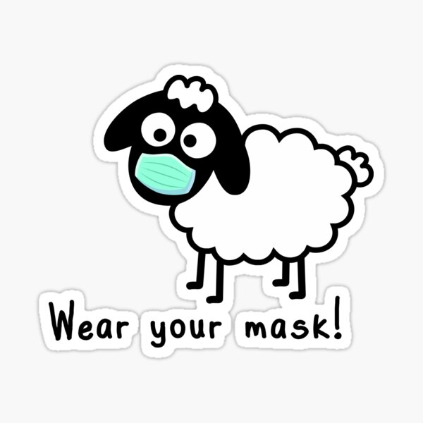 Item preview, Wear your mask Sheeple - Com’on follow me - just not too close - cute & funny sheep medical mask art - Baa designed and sold by originalsusie.