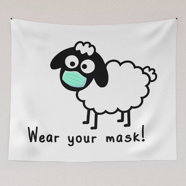 Item preview, Wear your mask Sheeple - Com’on follow me - just not too close - cute & funny sheep medical mask art - Baa designed and sold by originalsusie.