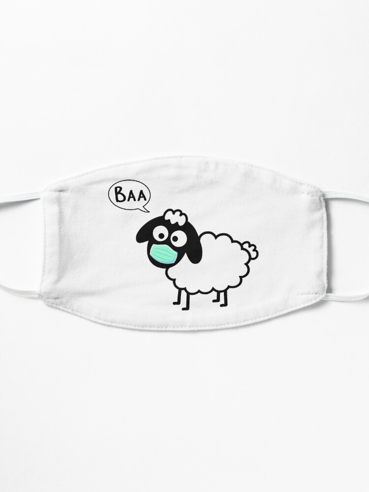 Alternate view of Sheeple follow me - just not too close - cute & funny sheep medical mask art - Baa Mask