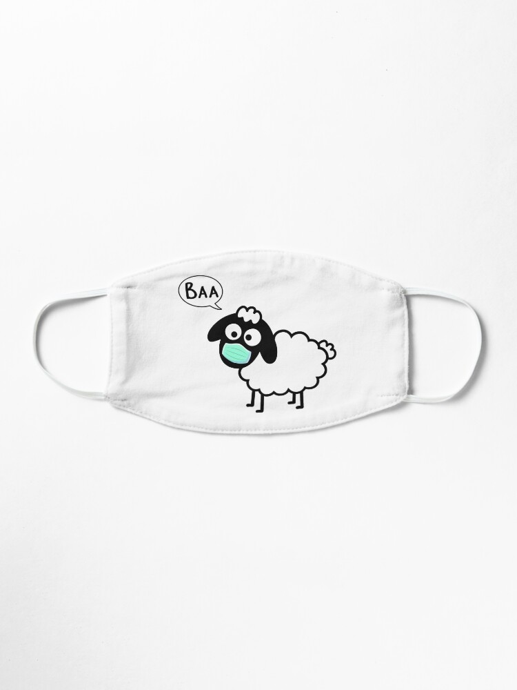 Alternate view of Sheeple follow me - just not too close - cute & funny sheep medical mask art - Baa Mask