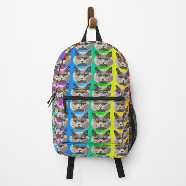british shorthair cat rainbow funny face mask gift Backpack