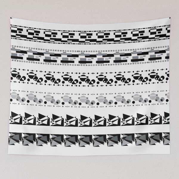 Item preview, Set of black and white ornamental geometric frieze border patterns. designed and sold by MysticaLink.