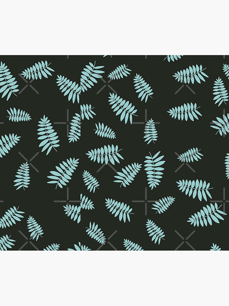 Midnight Blue and Green Falling Leaves Summer Pattern by chanzds