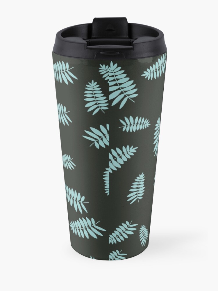 Alternate view of Midnight Blue and Green Falling Leaves Summer Pattern Travel Mug