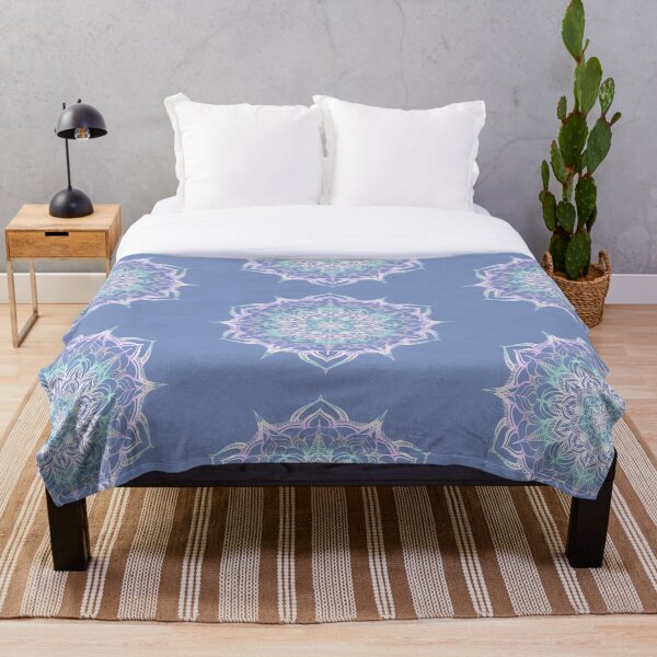 Item preview, hand drawn pink and blue mandala designed and sold by MandalaFlowerArt.