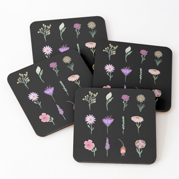 Item preview, Handpainted flower set (black) | Floral patterns  designed and sold by . Eazypanda ..