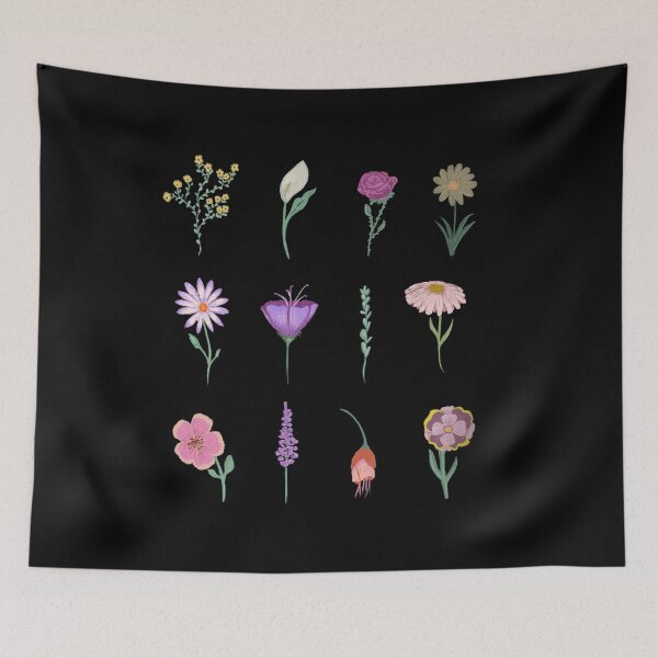 Item preview, Handpainted flower set (black) | Floral patterns  designed and sold by . Eazypanda ..