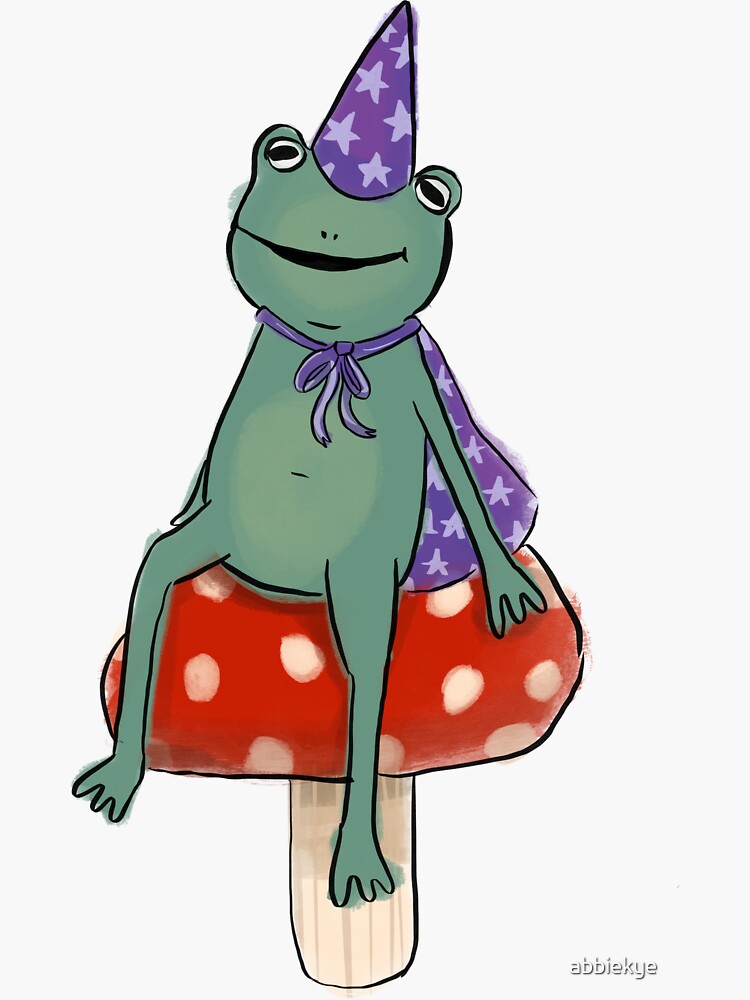 "Wizard Frog sitting on a Mushroom " Sticker for Sale by abbiekye