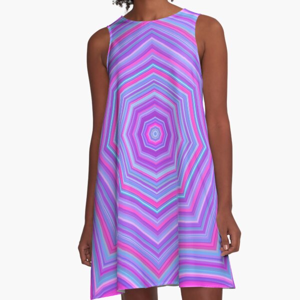 Colorful Web Pink Blue A-Line Dress