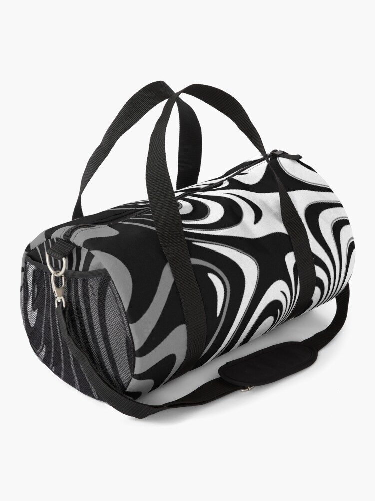 Alternate view of Black and White Abstract Swirling Stripes Pattern Duffle Bag