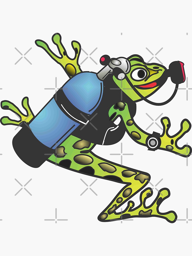 "Scuba Diving Frog" Sticker by Poloy Redbubble
