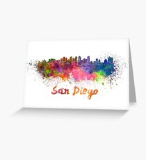 San Diego skyline in watercolor Greeting Card
