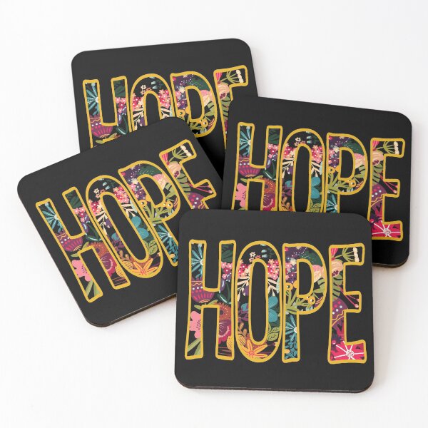 Item preview, Big letters: HOPE in bold colorful flowers designed and sold by Ofeefee.