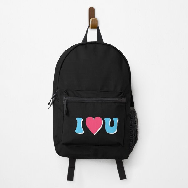 Item preview, I (Heart) Love (U) You Blue and Pink Groovy White Shadowed Design designed and sold by byemma.