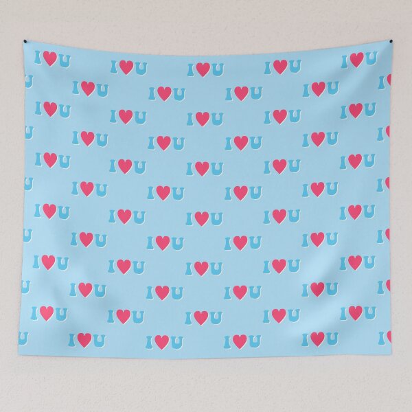 Item preview, I (Heart) Love (U) You Blue and Pink Groovy White Shadowed Design designed and sold by byemma.