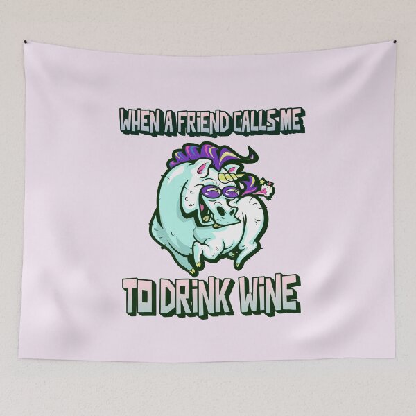 Item preview, A friend calls to drink wine - unicorn designed and sold by AnnaMelekhina.
