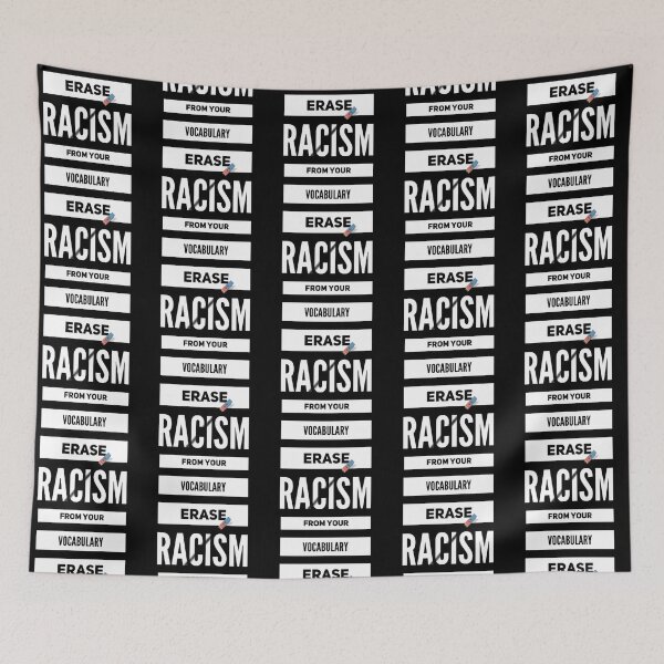 Item preview, ERASE RACISM FROM YOUR VOCABULARY red/blue eraser designed and sold by Cool-Cat-POD.