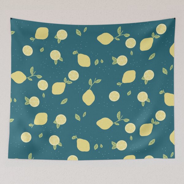 Item preview, Summer Lemons On Navy designed and sold by RoselleArts.