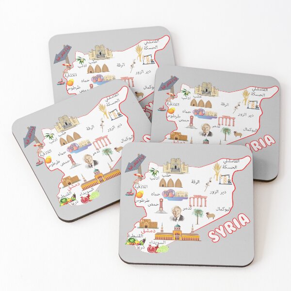 Item preview, Syria map, major cities names Syrian national symbols and landmarks  designed and sold by mashmosh.