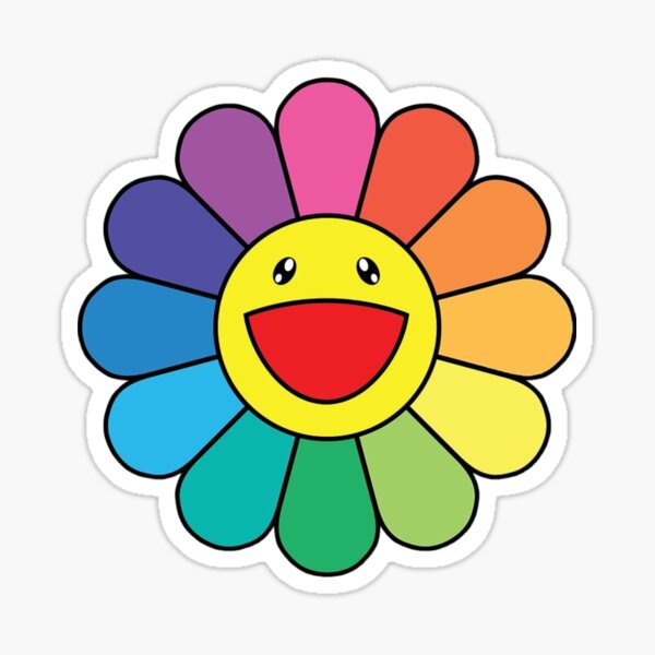 Arc-en-ciel souriant fleur Sticker