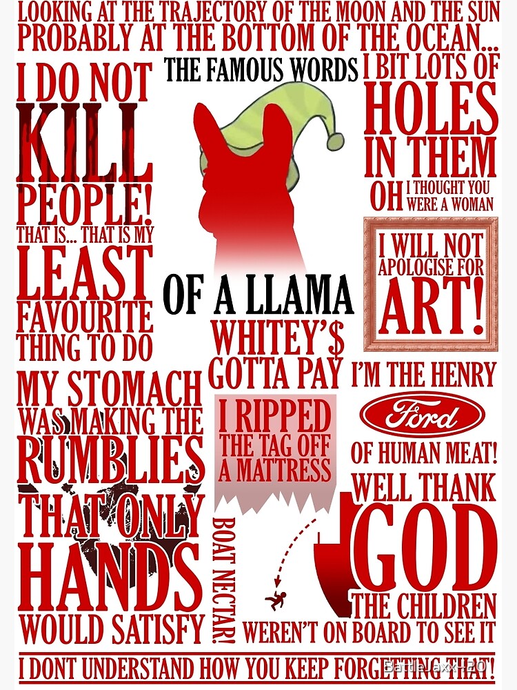 the-famous-words-of-a-llama-poster-for-sale-by-battlejaxx420-redbubble