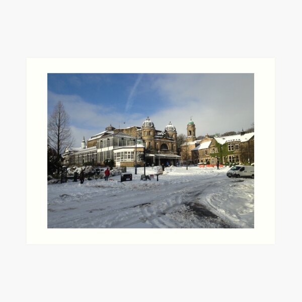 Outside Buxton Oper House in the snow. Art Print