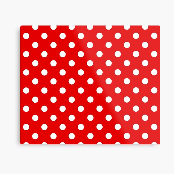 White Polka Dot on Red Background Metal Print