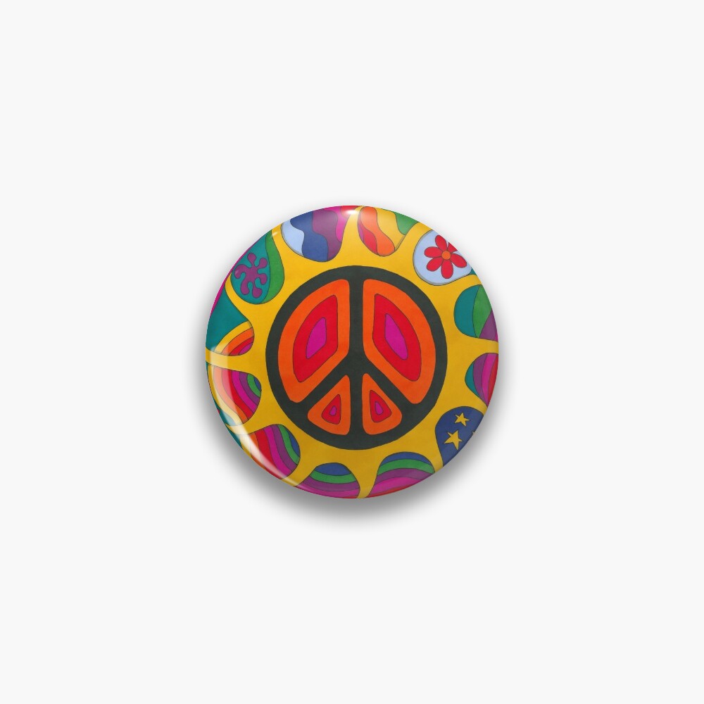 Psychedelic Flaming Peace Pin