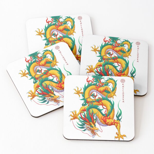 Item preview, Chinese art print - golden dragon symbol of strength & luck designed and sold by Kallandra.