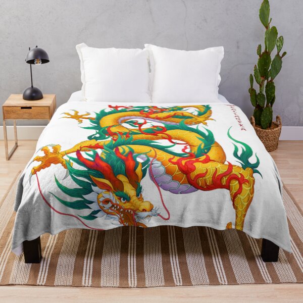 Item preview, Chinese art print - golden dragon symbol of strength & luck designed and sold by Kallandra.