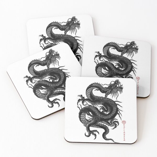Item preview, Chinese art print - dragon black symbol of strength & luck designed and sold by Kallandra.