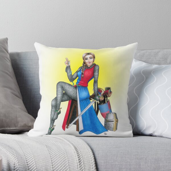 Crusades Chick Pin Up Girl (Yellow) Throw Pillow