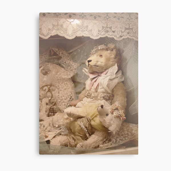 Teddybears in lace Metal Print