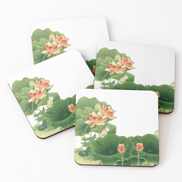 Item preview, Chinese Art Print - Lotus stems water lilies orange designed and sold by Kallandra.