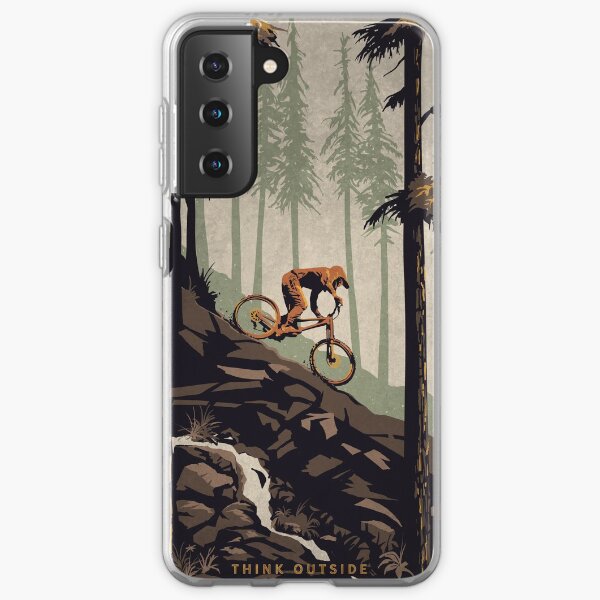 Retro Scenic Mountain Bike Poster Art: Think Outside, No Box Required! Samsung Galaxy Soft Case