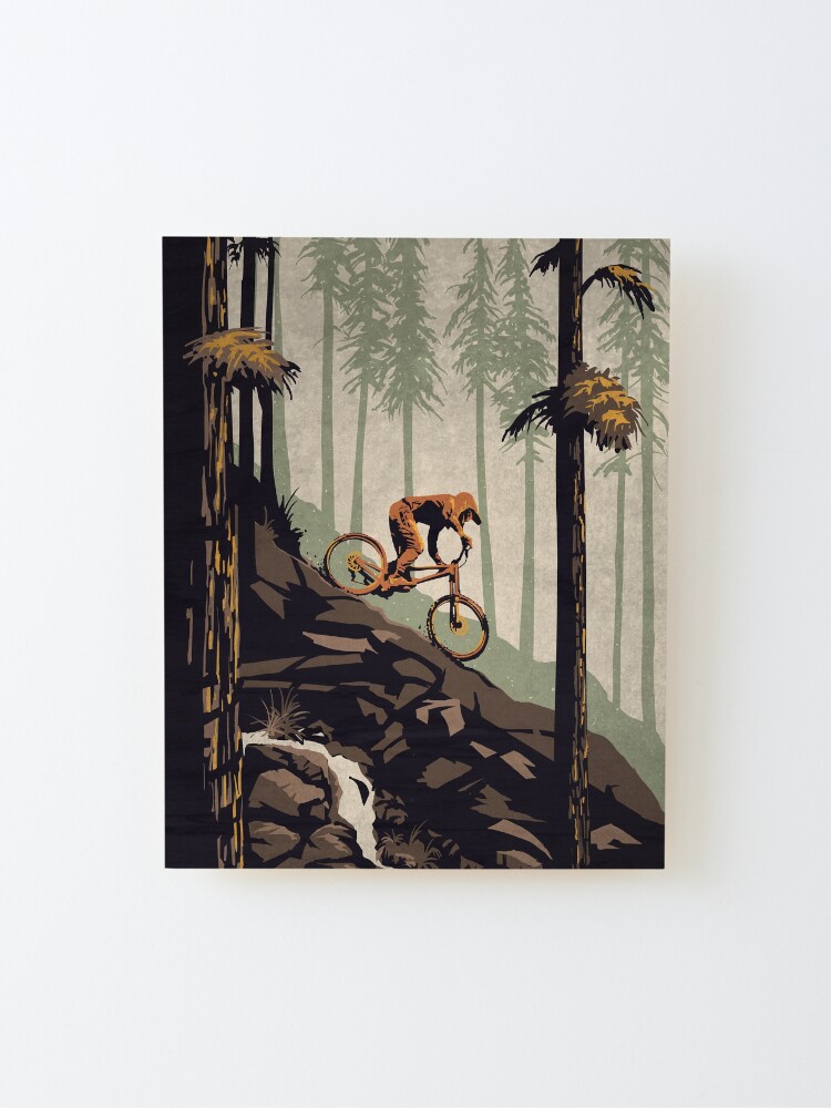 Alternate view of Retro Scenic Mountain Bike Poster Art: Think Outside, No Box Required! Mounted Print