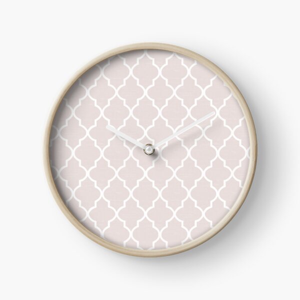 Dusty Almost Mauve pink white quatrefoil Clock