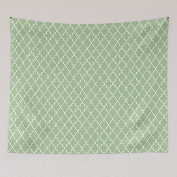 Item preview, Creamy Nile Green white quatrefoil designed and sold by coverinlove.