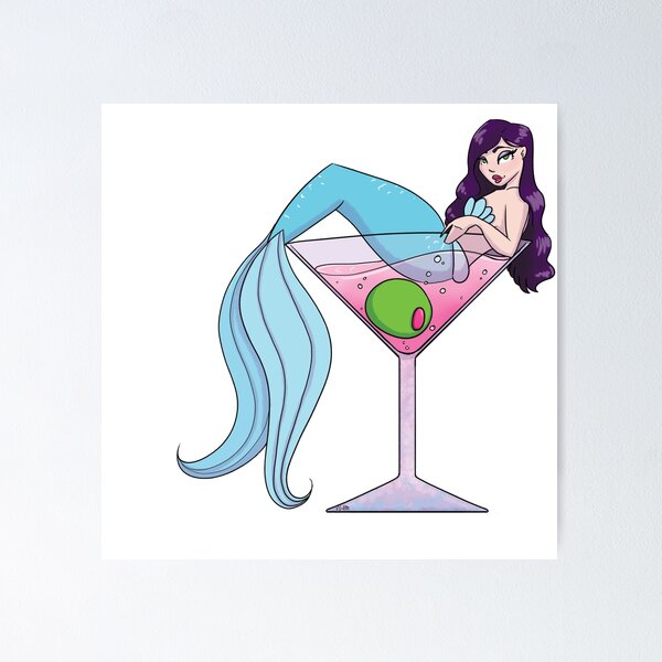 Cat in Giant Martini Glass Poster for Sale by KarMarArt