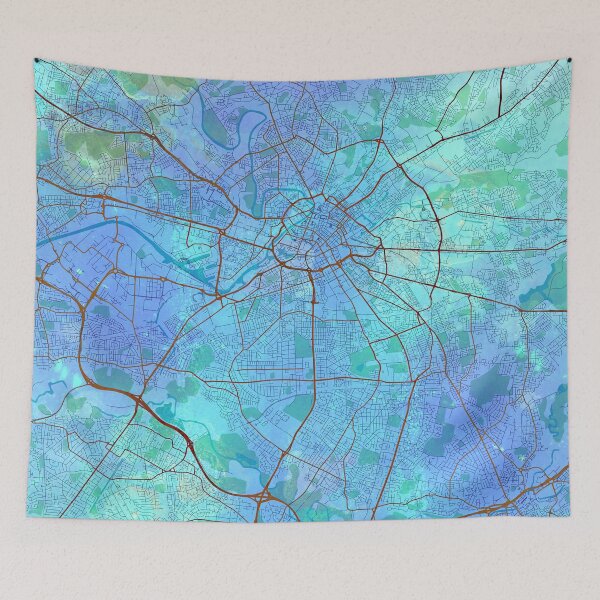 Item preview, Manchester England Street Map Blue Lagoon designed and sold by IvonDesign.