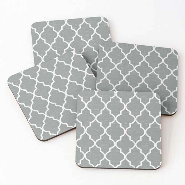 Item preview, Neutral Gray white quatrefoil designed and sold by coverinlove.