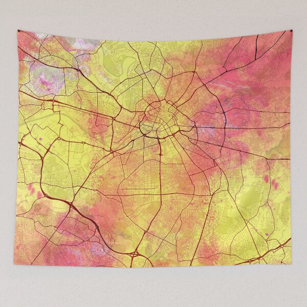 Item preview, Manchester England Street Map Yellow Pink designed and sold by IvonDesign.