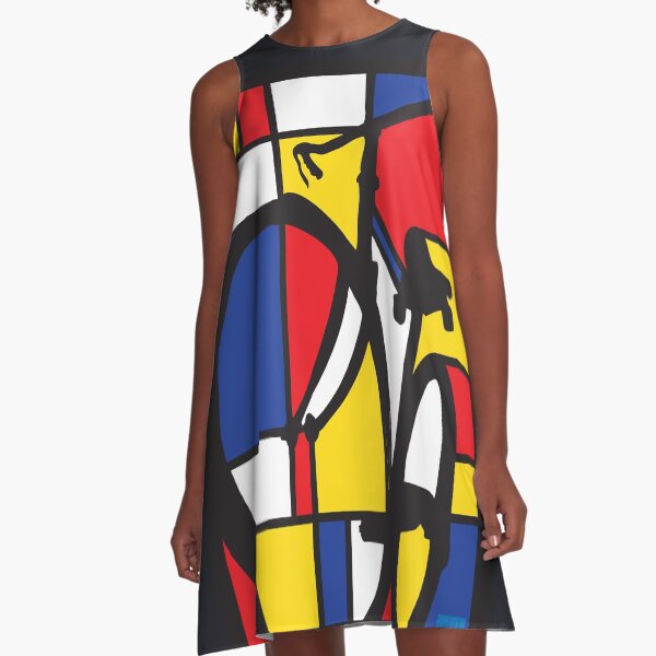 Mondrian Bicycle art A-Line Dress